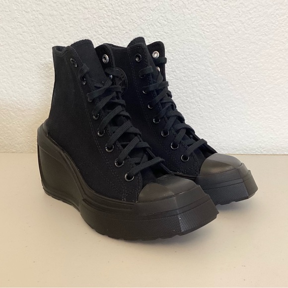 Converse 6 NWOT Chuck Taylor 70 De Luxe Wedge Hi Women’s Black Sneakers Shoes - Picture 3 of 16
